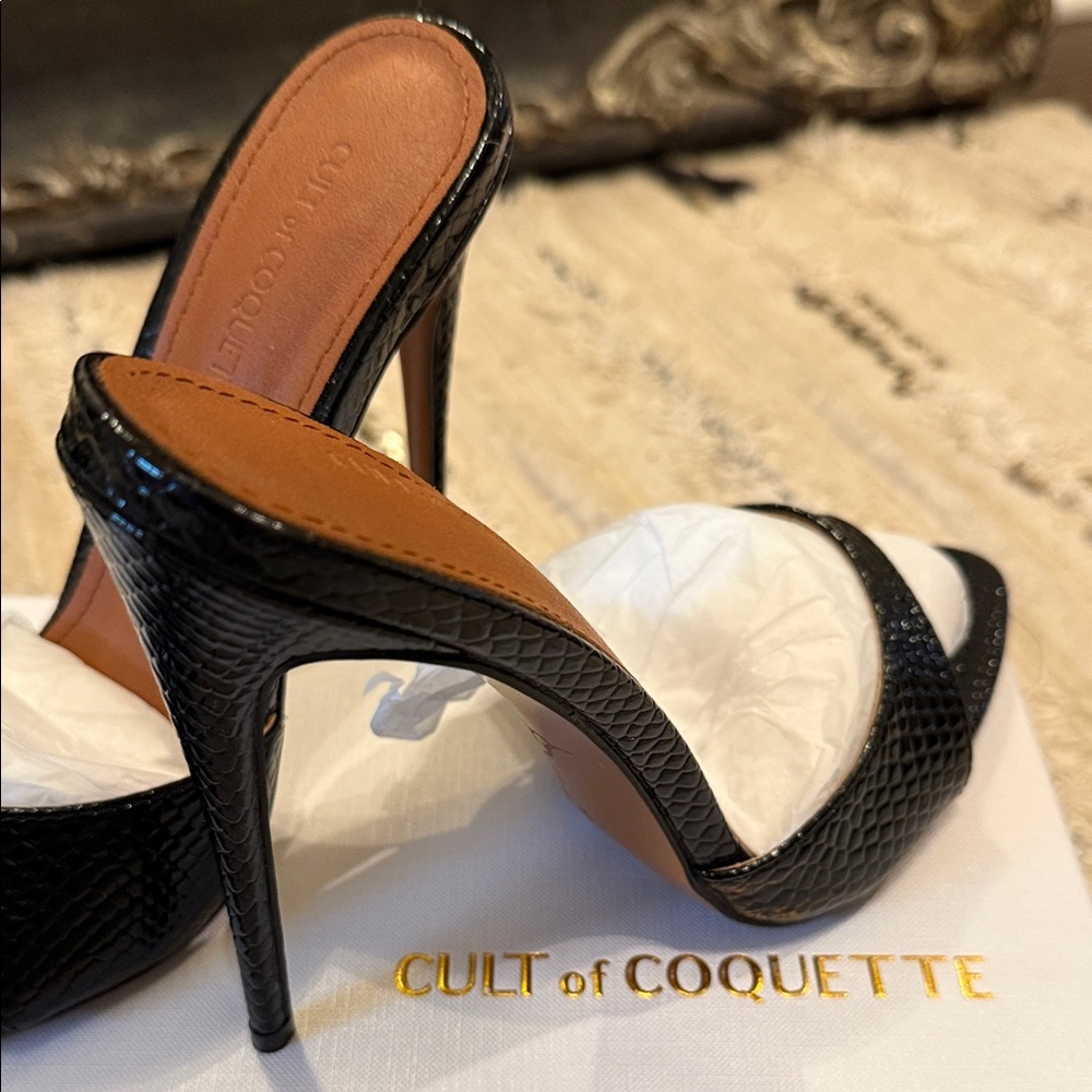 Cult of Coquette Black Textured Heels